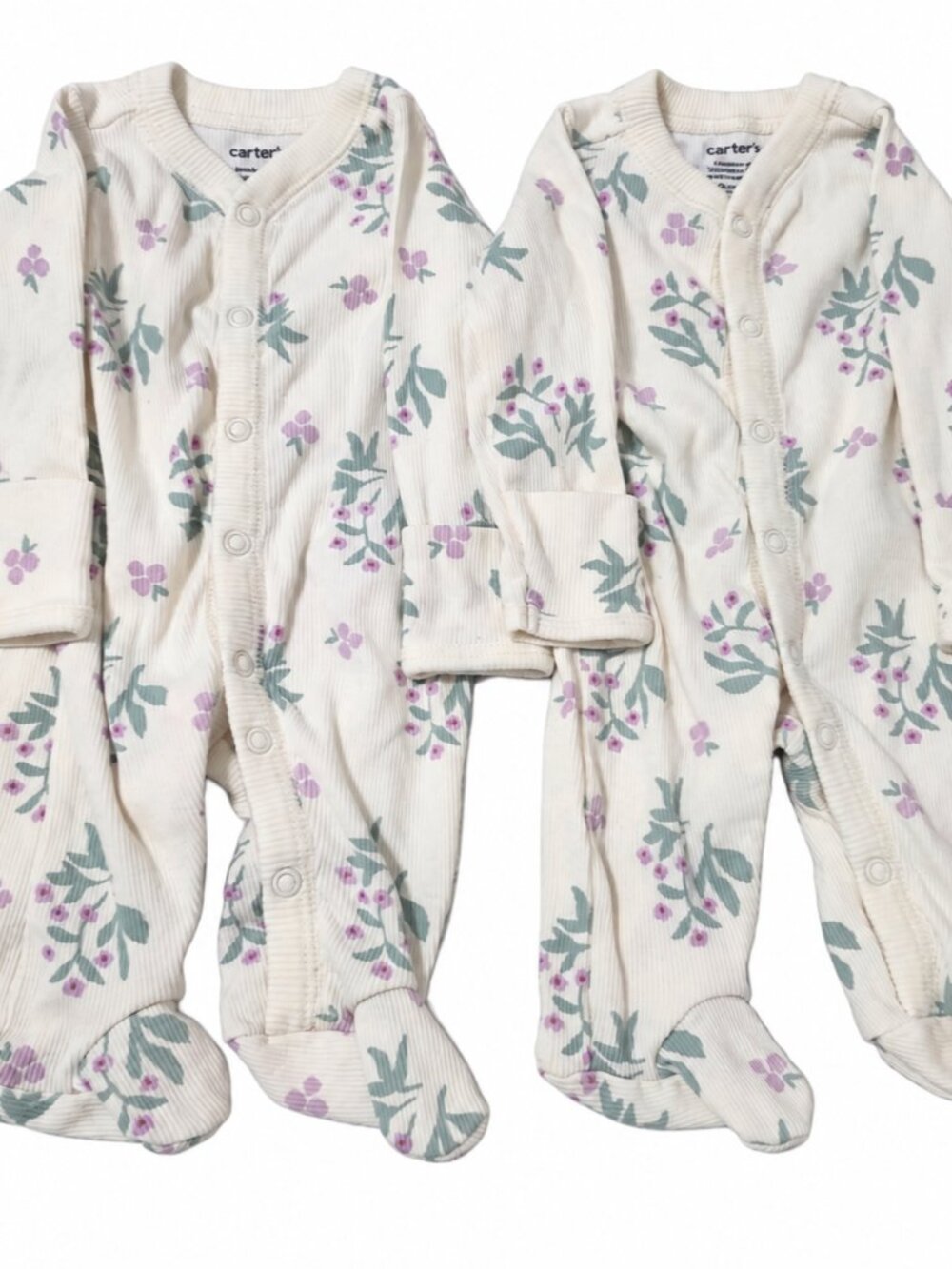 Carter's Newborn Floral Footed Sleepers 0M 2 Piece Lot